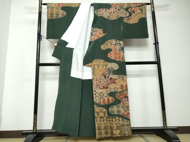 平和屋着物●中国三大刺繍 汕頭刺繍 スワトウ刺繍 総刺繍 訪問着 人物洋花文 鬼しぼ縮緬 正絹 逸品 未使用 DABI2622ud