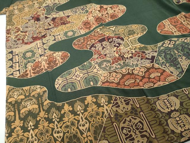 平和屋着物●中国三大刺繍 汕頭刺繍 スワトウ刺繍 総刺繍 訪問着 人物洋花文 鬼しぼ縮緬 正絹 逸品 未使用 DABI2622ud