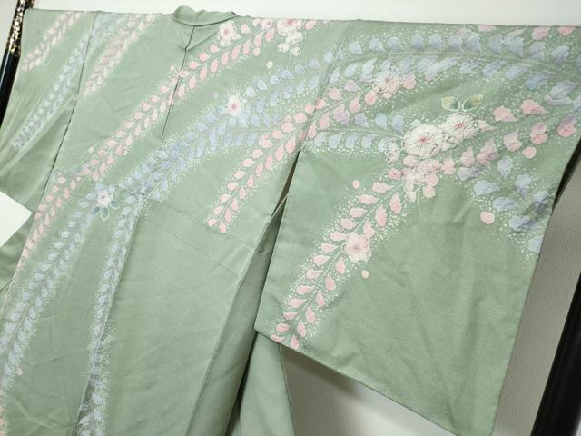 平和屋着物●訪問着 絞り 辻が花 暈し染め 銀通し地 正絹 逸品 DABI2624ud