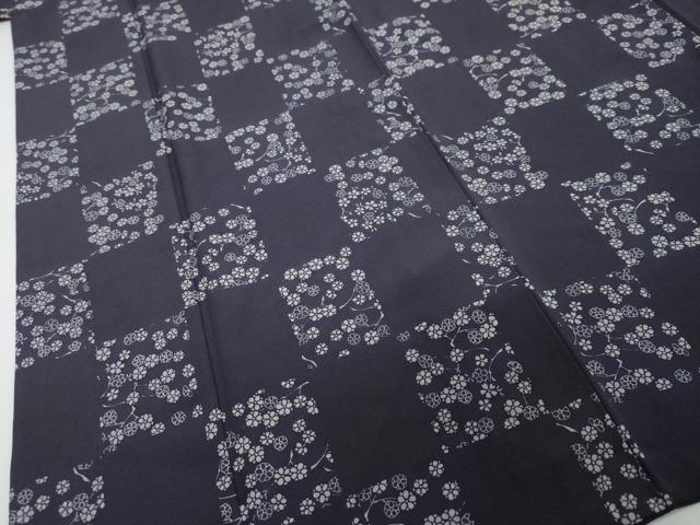 平和屋着物●上質な小紋 市松枝花文 正絹 逸品 DABI2627ud