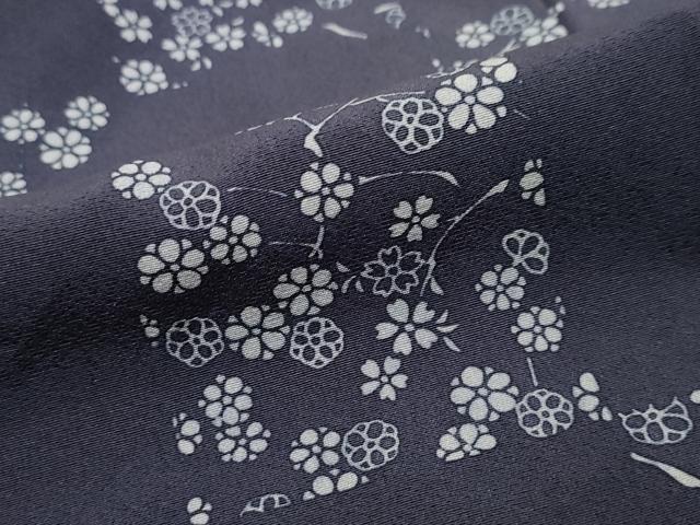平和屋着物●上質な小紋 市松枝花文 正絹 逸品 DABI2627ud