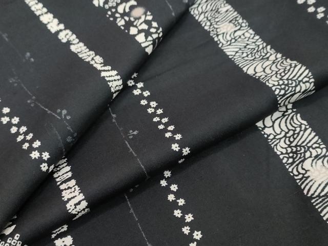 平和屋着物●上質な小紋 草花間道 黒地 正絹 逸品 DABI2632ud