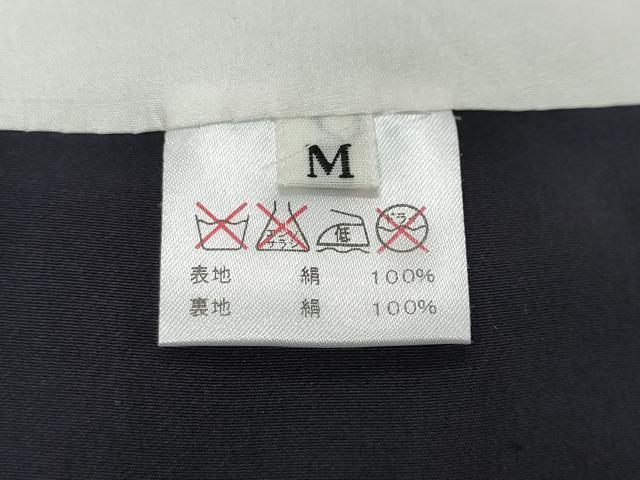 平和屋着物●上質な小紋 草花間道 黒地 正絹 逸品 DABI2632ud