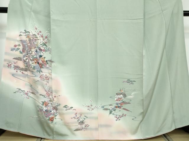 平和屋着物●訪問着 流水源氏車飾花文 暈し染め 金彩 正絹 逸品 DABI2634ud