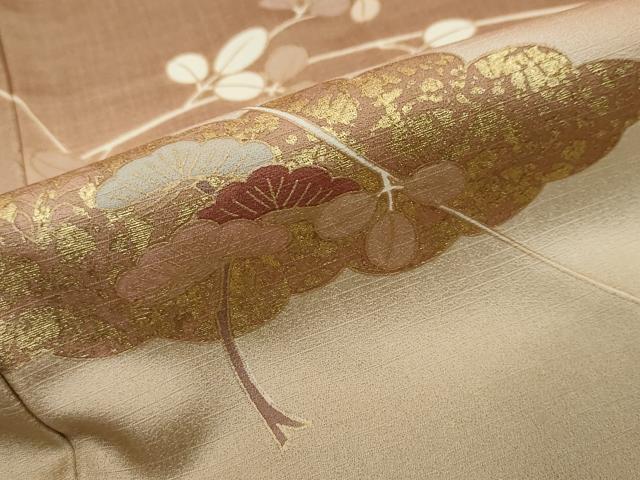 平和屋着物●訪問着 駒刺繍 渡橋草花文 暈し染め 金彩 正絹 逸品 DABI2637ud