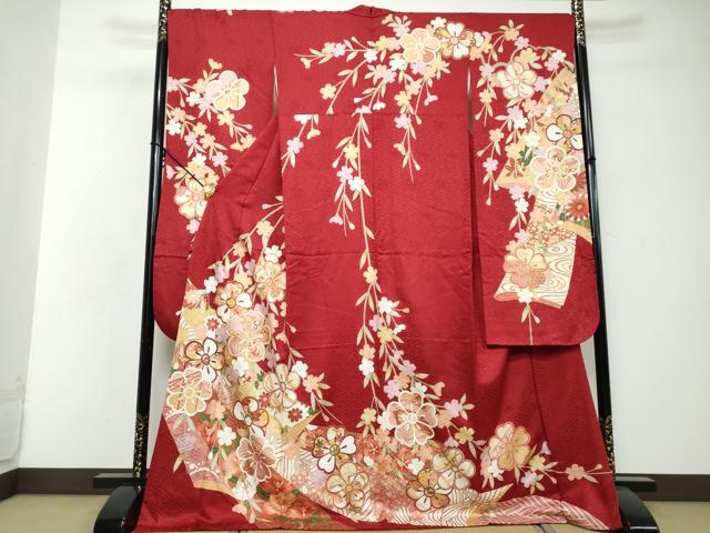 平和屋着物●豪華振袖 駒刺繍 草花文 金彩 正絹 逸品 DABI2638ud