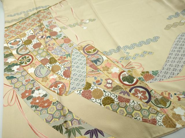 平和屋着物●豪華色留袖 駒刺繍 几帳宝尽くし花文 金彩 正絹 逸品 DABI2639ud