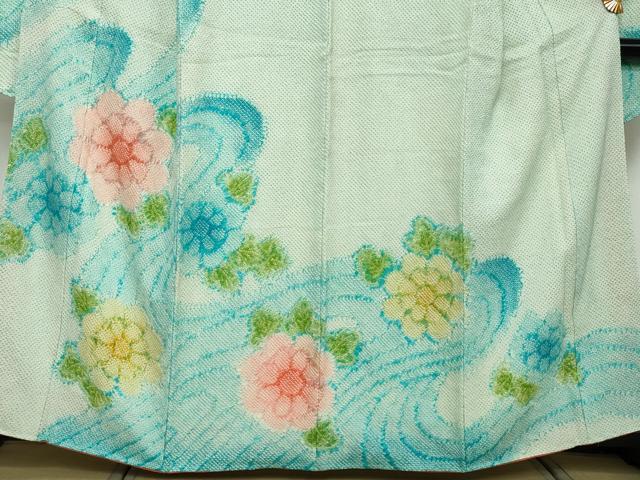平和屋着物●豪華振袖 総絞り 流水舞花文 正絹 逸品 DABI2640ud