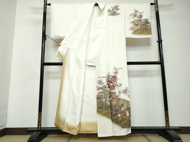 平和屋着物●訪問着 草花文 金銀彩 正絹 逸品 DABI2650ud
