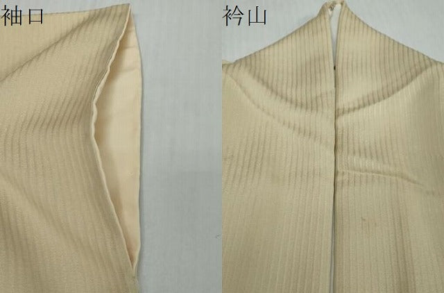 平和屋着物●無地絵羽訪問着 草花丸文 白橡色 正絹 逸品 DABI2672ud