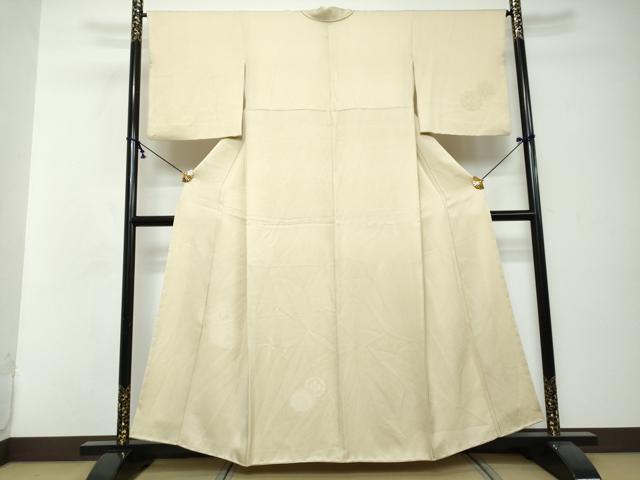平和屋着物●無地絵羽訪問着 草花丸文 白橡色 正絹 逸品 DABI2672ud