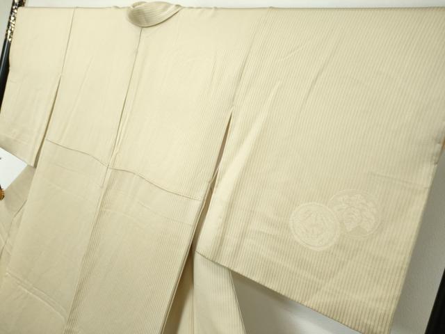 平和屋着物●無地絵羽訪問着 草花丸文 白橡色 正絹 逸品 DABI2672ud