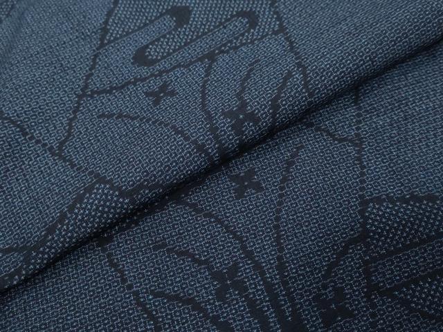 平和屋着物●結城紬 110亀甲 切嵌草花文 正絹 逸品 DABI2675ud