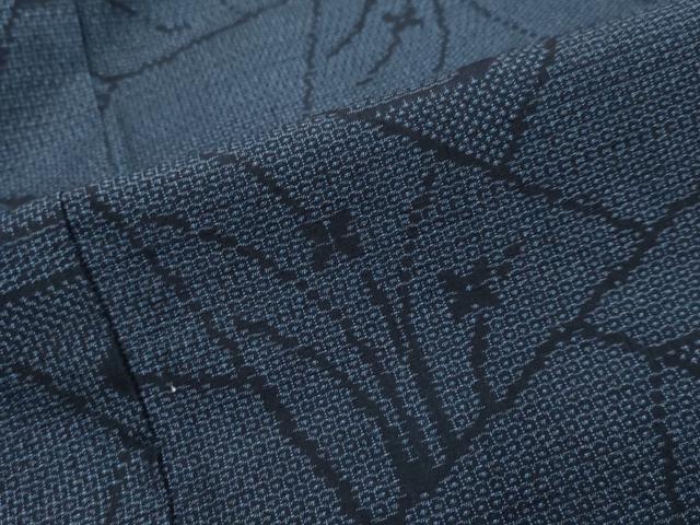 平和屋着物●結城紬 110亀甲 切嵌草花文 正絹 逸品 DABI2675ud