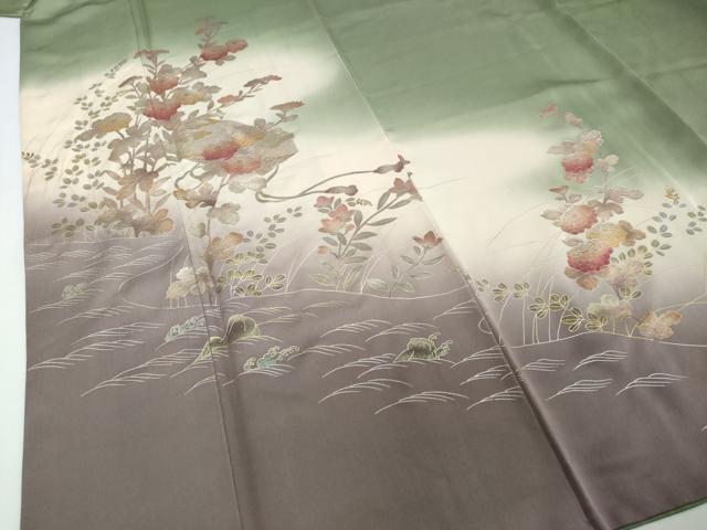 平和屋着物●訪問着 文箱草花文 暈し染め 金銀彩 正絹 逸品 DABI2684ud
