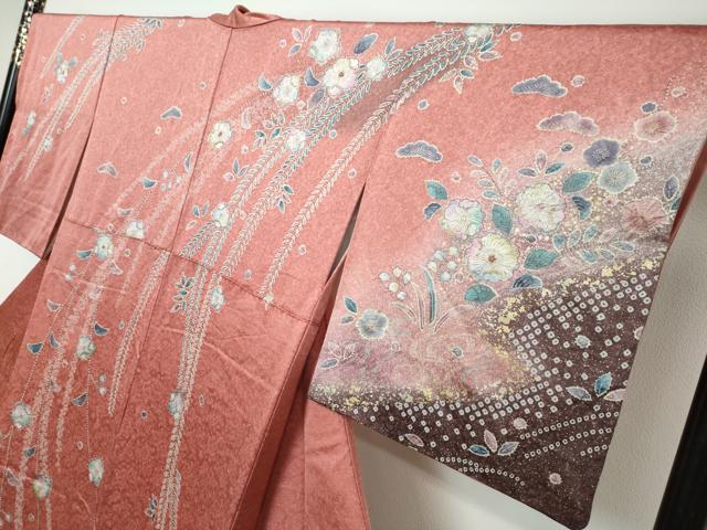 平和屋着物●訪問着 辻が花 暈し染め 金彩 正絹 逸品 DABI2692ud