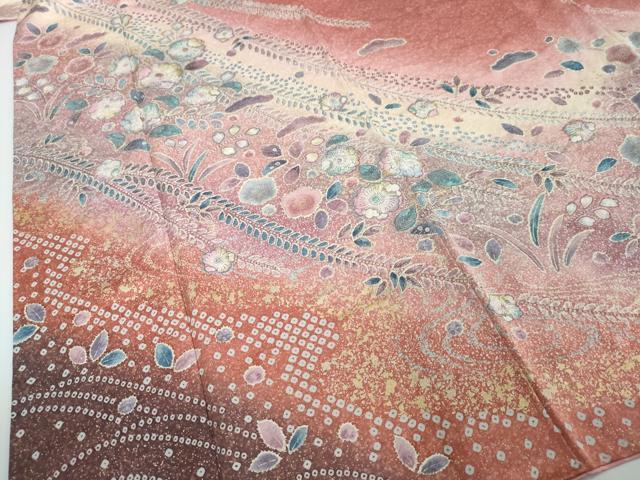平和屋着物●訪問着 辻が花 暈し染め 金彩 正絹 逸品 DABI2692ud