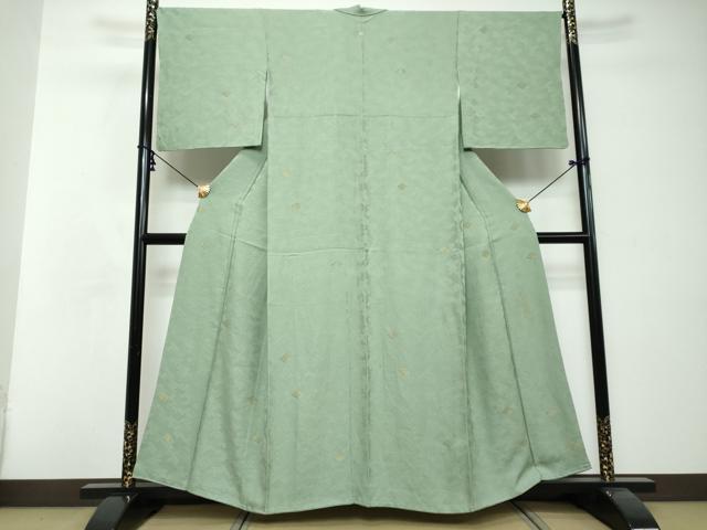 平和屋着物●上質な小紋 寿光織K24 花菱文 金糸 正絹 逸品 DABI2695ud