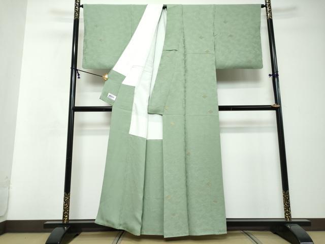 平和屋着物●上質な小紋 寿光織K24 花菱文 金糸 正絹 逸品 DABI2695ud
