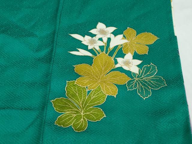 平和屋着物●豪華振袖 作家物 風景草花文 シルエット 暈し染め 金彩 金通し地 正絹 逸品 DABI2697ud