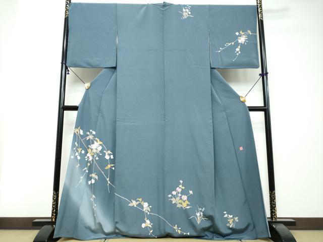 平和屋着物●訪問着 友禅 作家物 草花文 暈し染め 正絹 逸品 DABI2698ud
