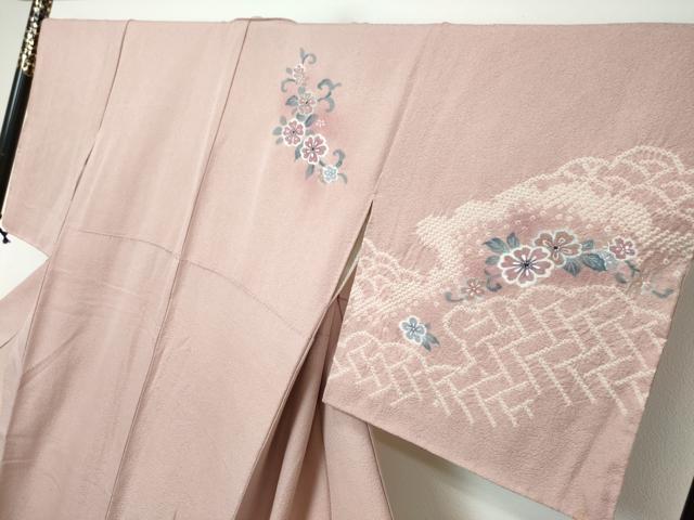 平和屋着物●訪問着 絞り 更紗花唐草文 正絹 逸品 DABI2709ud