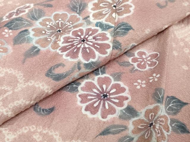 平和屋着物●訪問着 絞り 更紗花唐草文 正絹 逸品 DABI2709ud