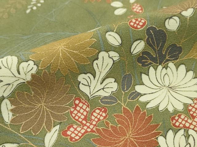平和屋着物●訪問着 扇面草花文 暈し染め 金彩 正絹 逸品 DABI2710ud