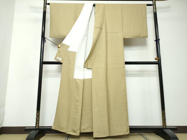 平和屋着物●上質な色無地 花鳥地紋 木蘭色 やまと誂製 正絹 逸品 DABI2715ud