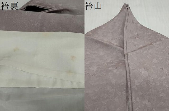 平和屋着物●上質な色無地 流水草花地紋 牡丹鼠色 正絹 逸品 DABI2722ud