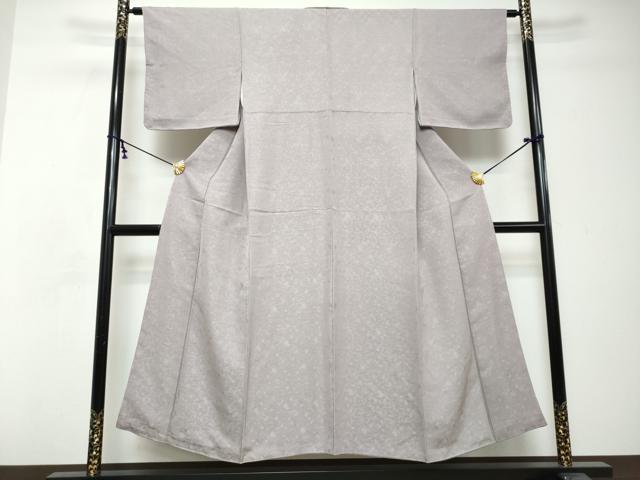 平和屋着物●上質な色無地 流水草花地紋 牡丹鼠色 正絹 逸品 DABI2722ud
