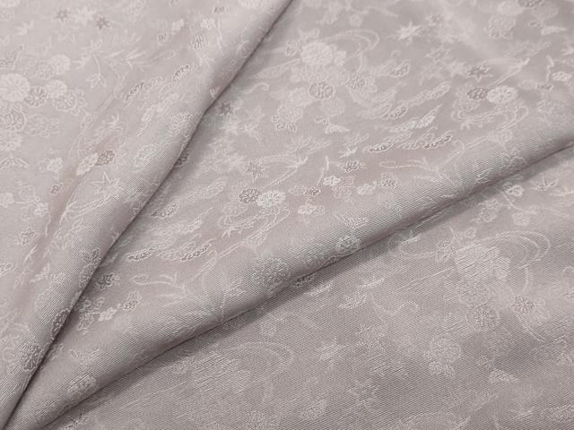 平和屋着物●上質な色無地 流水草花地紋 牡丹鼠色 正絹 逸品 DABI2722ud