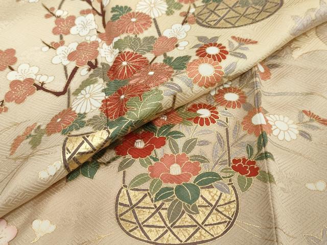 平和屋着物●訪問着 花籠文 暈し染め 金彩 やまと誂製 正絹 逸品 DABI2726ud