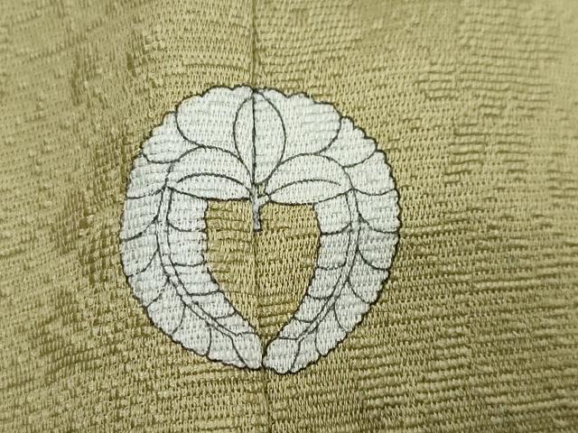 平和屋着物●上質な色無地 作家物 草花地紋 青朽葉色 正絹 逸品 DABI2730ud