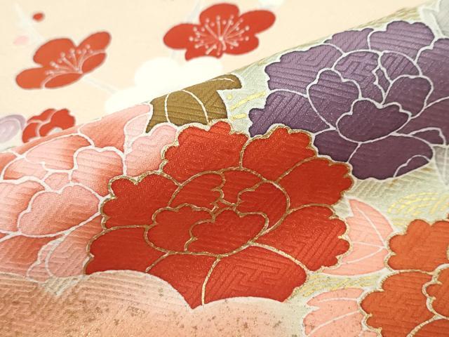 平和屋着物●訪問着 御所車花鳥文 暈し染め 金彩 正絹 逸品 DABI2746ud