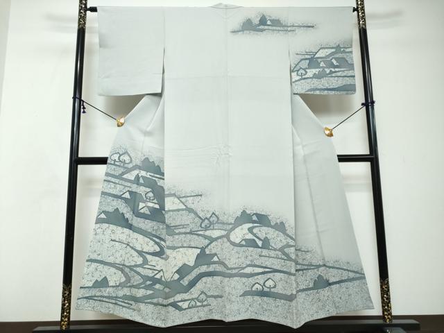 平和屋着物●訪問着 ろうけつ染め 風景文 正絹 逸品 DABI2747ud