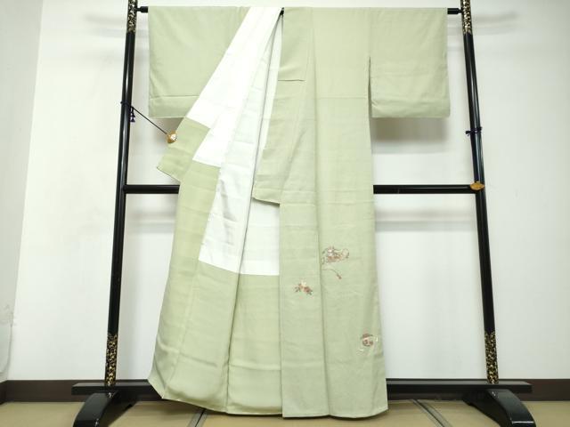 平和屋着物●色留訪問着 総刺繍 草花文 金糸 銀彩 正絹 逸品 未使用 DABI2748ud