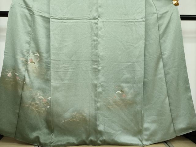 平和屋着物●訪問着 敷松葉草花文 暈し染め 金彩 正絹 逸品 DABI2749ud