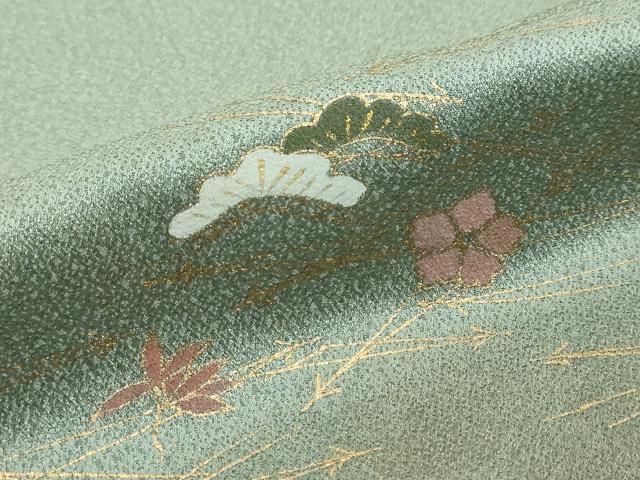 平和屋着物●訪問着 敷松葉草花文 暈し染め 金彩 正絹 逸品 DABI2749ud