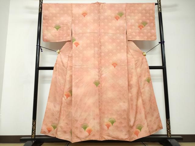 平和屋着物●訪問着 地紋起こし 青海波舞蝶文 暈し染め 正絹 逸品 DABI2752ud