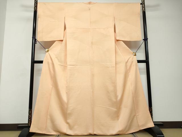 平和屋着物●上質な色無地 切嵌地紋 肉色 正絹 逸品 DABI2757ud