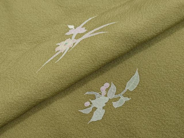 平和屋着物●上質な小紋 友禅 草花文 正絹 逸品 DABI2759ud