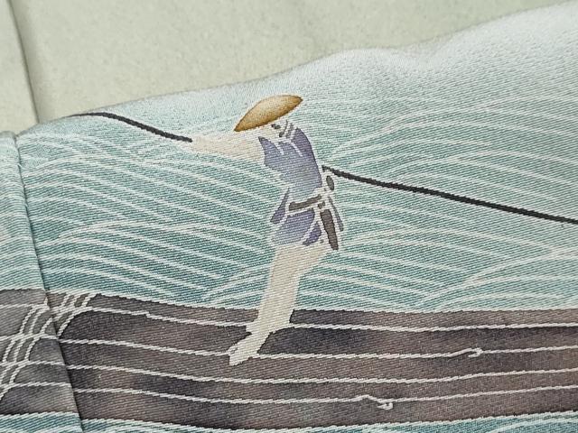 平和屋着物●訪問着 友禅 作家物 流水人物風景文 暈し染め 金彩 正絹 逸品 DABI2764ud