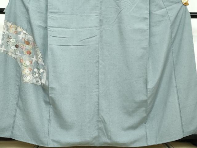 平和屋着物●色留訪問着 紬地 刺繍 草花文 正絹 逸品 DABI2767ud