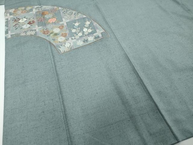 平和屋着物●色留訪問着 紬地 刺繍 草花文 正絹 逸品 DABI2767ud