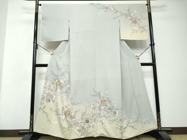 平和屋着物●訪問着 破れ色紙草花文 暈し染め 金彩 正絹 逸品 DABI2768ud