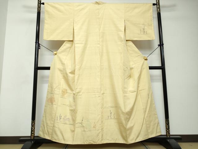 平和屋着物●能州紬 絲藝苑 上島洋山 訪問着 うさぎ 兎 正絹 逸品 未使用 DABI2770ud