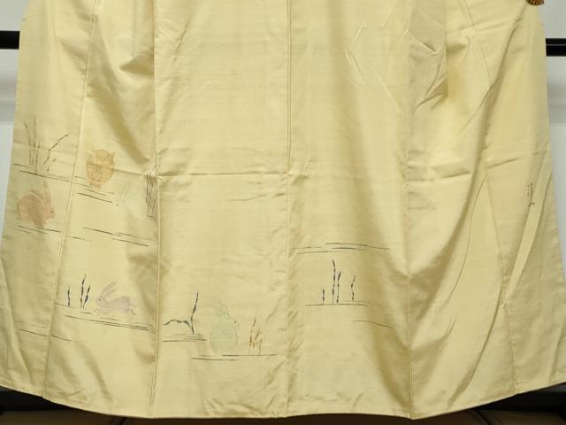 平和屋着物●能州紬 絲藝苑 上島洋山 訪問着 うさぎ 兎 正絹 逸品 未使用 DABI2770ud