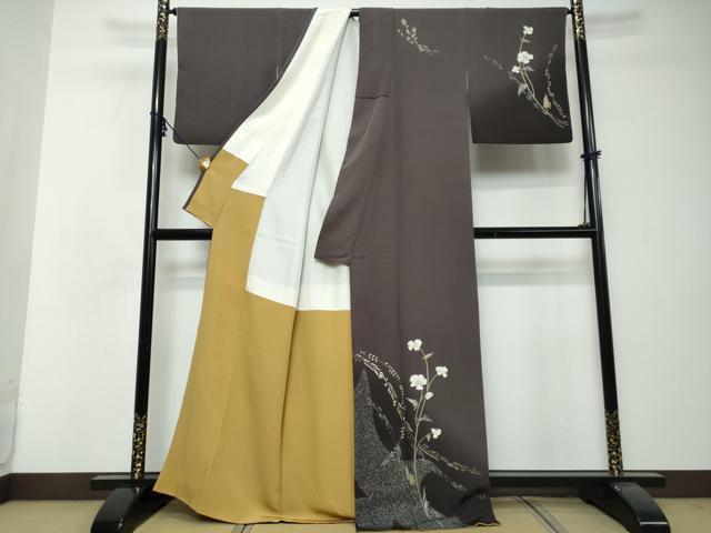 平和屋着物●訪問着 草花文 暈し染め 金彩 正絹 逸品 DABI2772ud