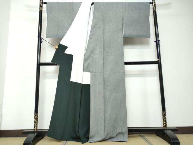 平和屋着物●紺屋二代目保科 江戸小紋 変わり縞 正絹 逸品 DABI2780ud